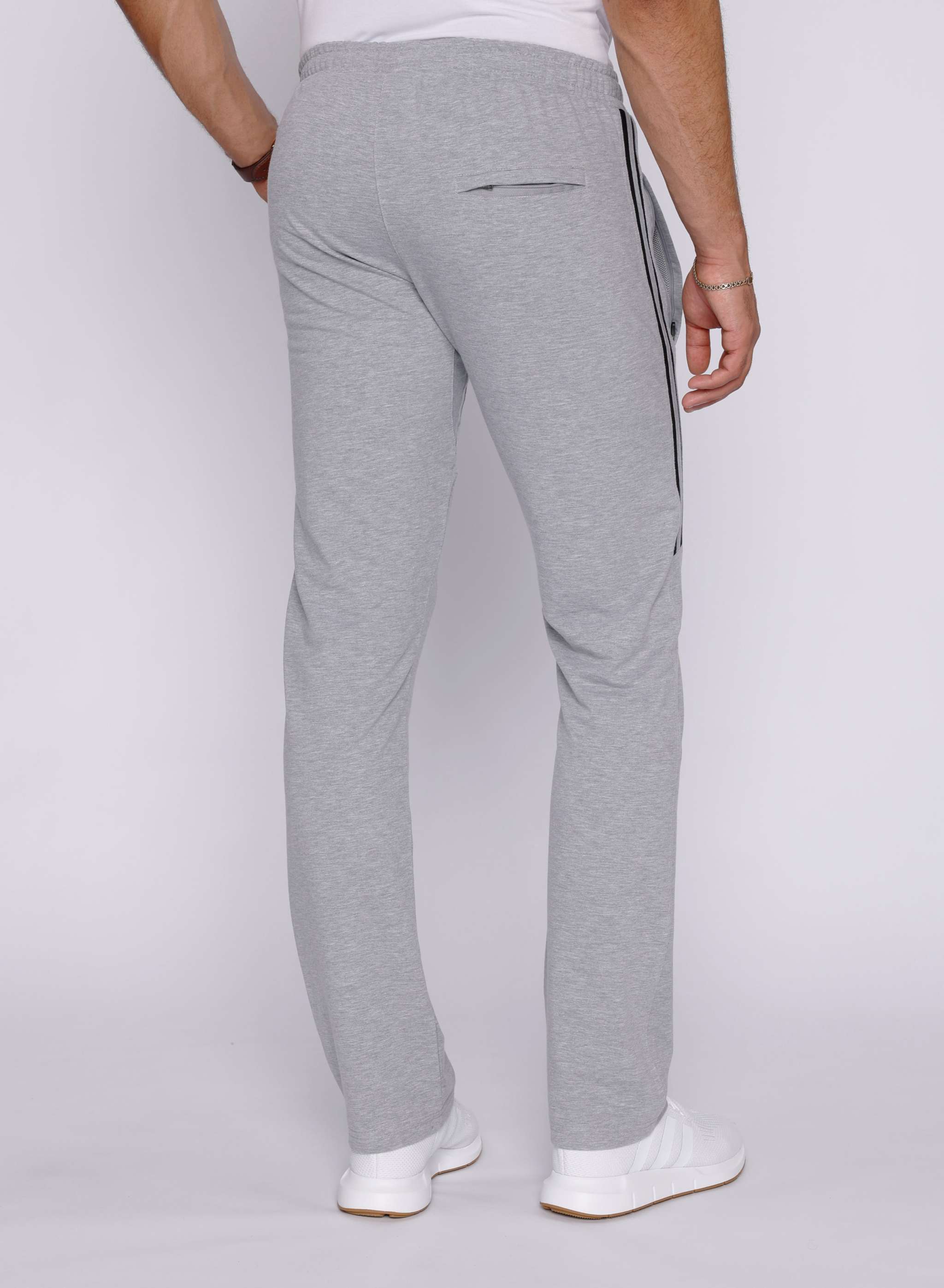 Ultimate Flex Athletic Sweatpants in light grey heather, with a straight-leg cut and a zippered back pocket