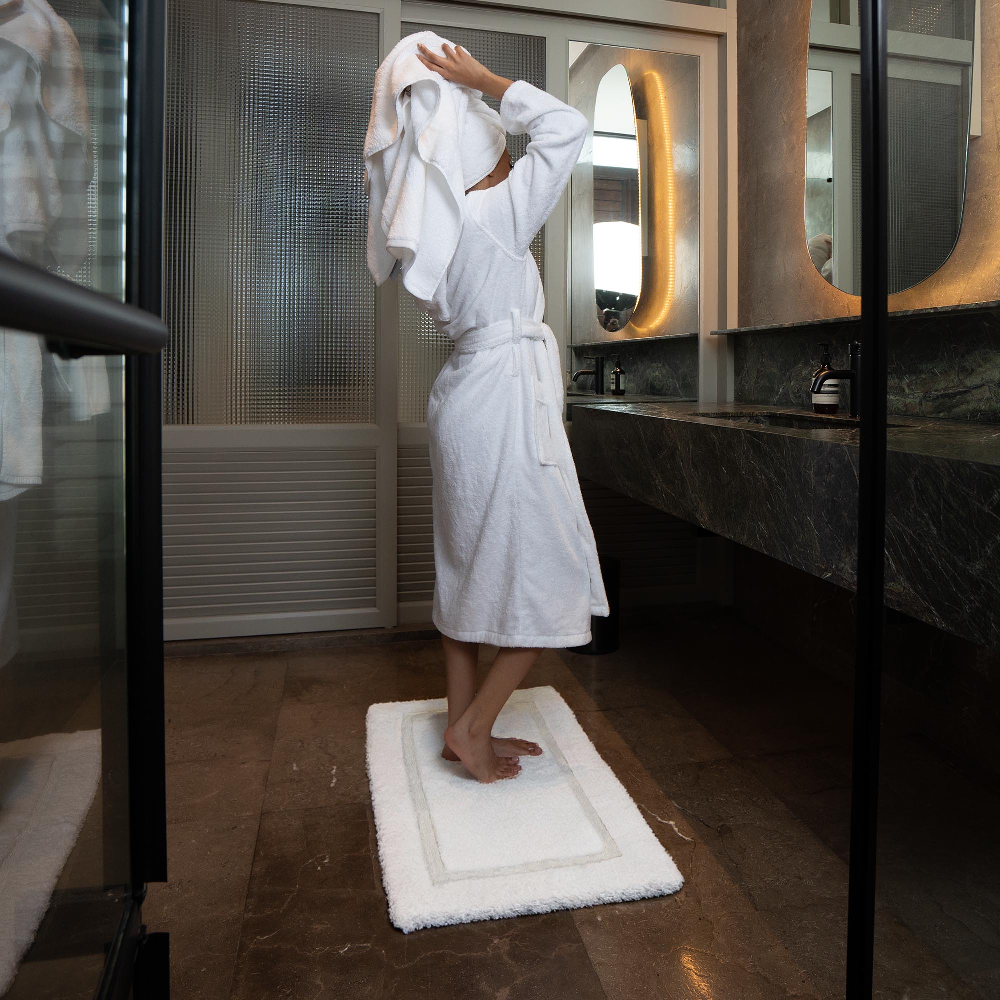 Ultraplush skid-resistant cotton bath mat with dense plush pile and non-slip backing