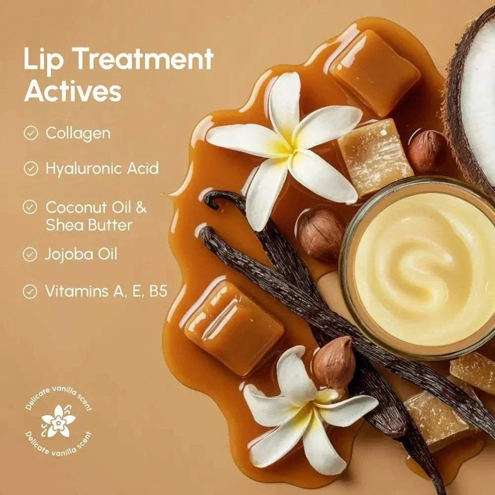 Vanilla plumping lip balm with silicone brush and nourishing ingredients