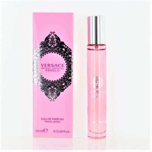 Versace Bright Crystal Absolu by Versace pink eau de parfum travel spray with ornate black packaging
