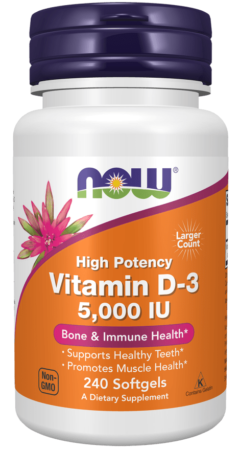 bottle of vitamin d-3 5000 iu high potency softgels