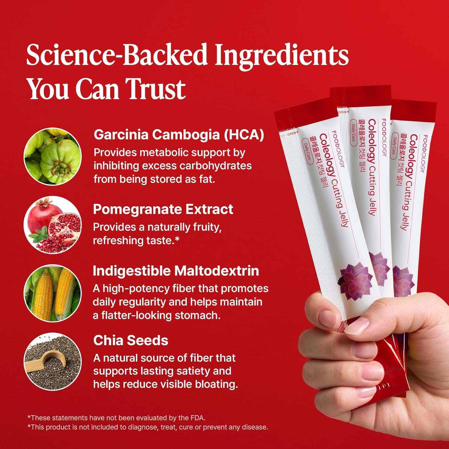 Foodology Coleology Cutting Jelly pomegranate flavor weight management supplement sticks