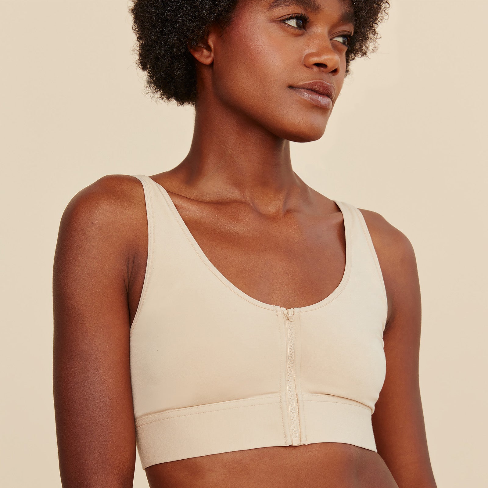 beige wilderness front-closure cotton bralette soft breathable