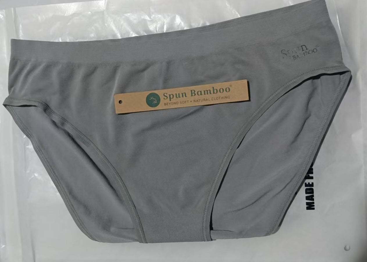 Women's Bamboo/Cotton high-leg brief in solid gray with a smooth stretch fabric, wide waistband and flat seams
