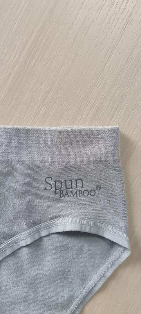 Women's Bamboo/Cotton high-leg brief in light gray fabric with a wide waistband and Spun Bamboo logo